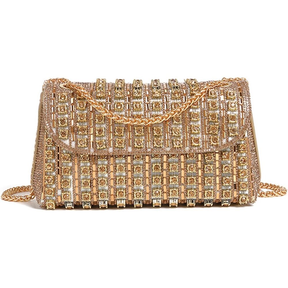 Luxury Rhinestone Clutch With Chain - Sparkling Evening Bag For Special Events